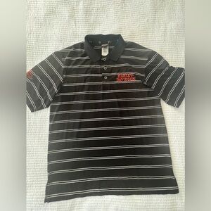 Harley-Davidson Black and White Striped Embroidered Polo Size L